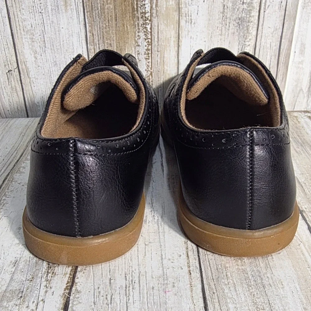 Sonoma Kids Black Slip On Wingtip Brogue Dress Shoes Memory Foam Gum Sole size13